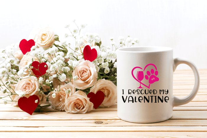 Drinkware White / One Size Winey Bitches Co "I Rescued My Valentine" 15 oz. White Mug WineyBitchesCo
