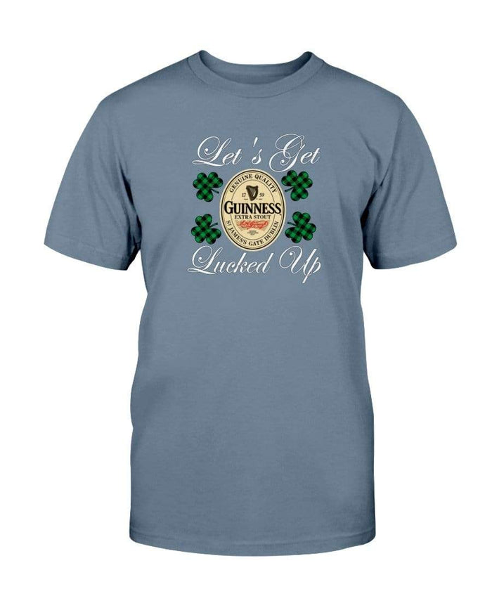 Shirts Indigo Blue / S Winey Bitches Co "Let's Get Lucked Up" Guinness Wht Lettering Ultra Cotton T-Shirt WineyBitchesCo