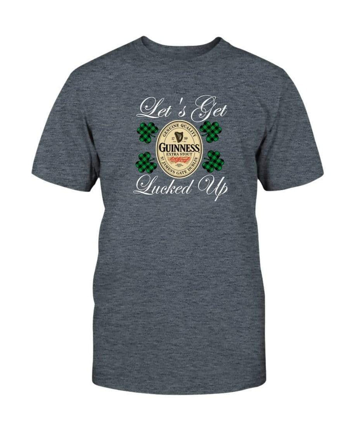 Shirts Dark Heather / S Winey Bitches Co "Let's Get Lucked Up" Guinness Wht Lettering Ultra Cotton T-Shirt WineyBitchesCo