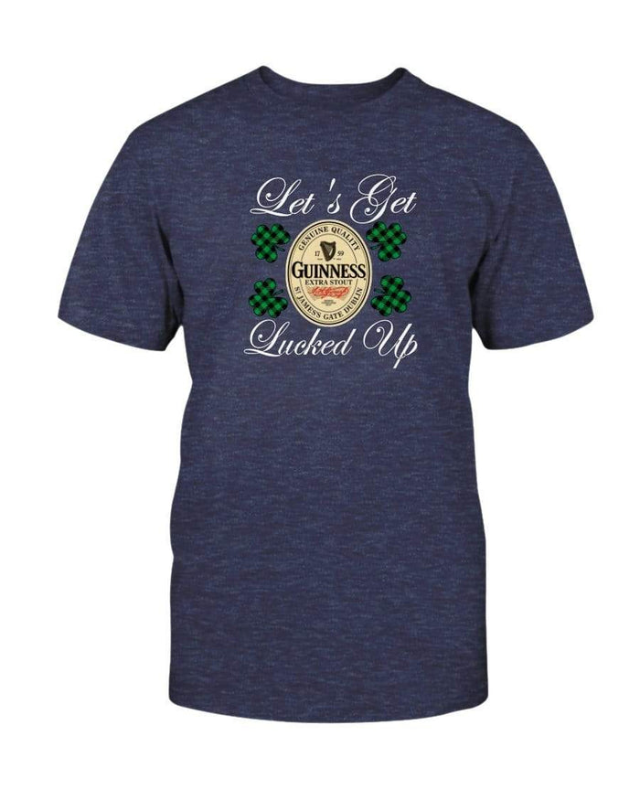 Shirts Heather Navy / S Winey Bitches Co "Let's Get Lucked Up" Guinness Wht Lettering Ultra Cotton T-Shirt WineyBitchesCo