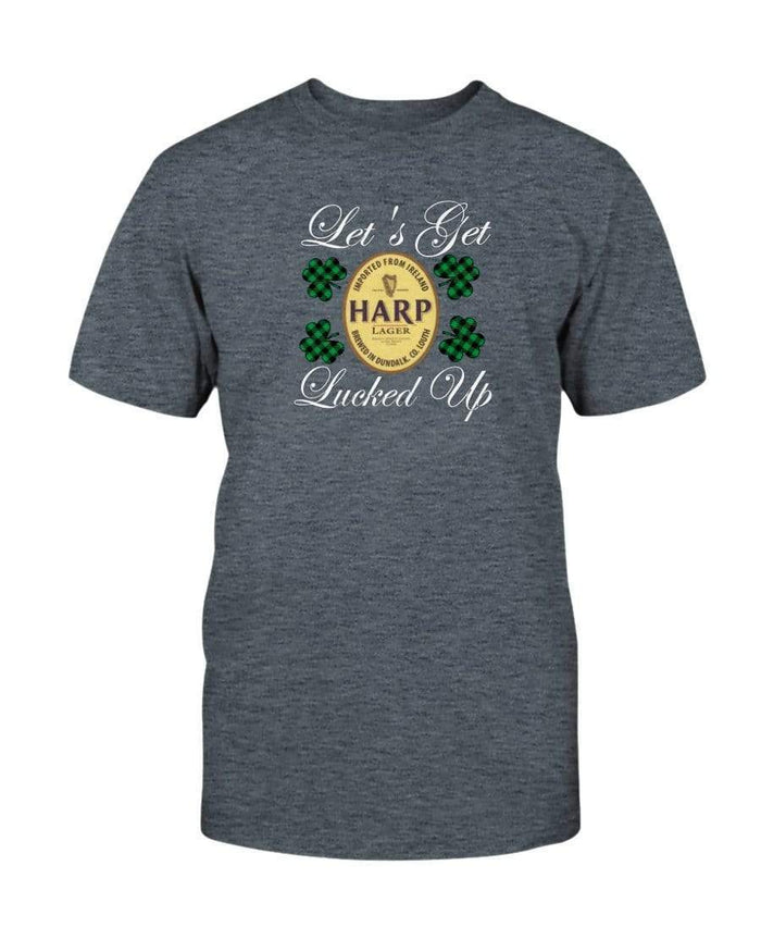 Shirts Dark Heather / S Winey Bitches Co "Let's Get Lucked Up" Harp Wht Lettering Ultra Cotton T-Shirt WineyBitchesCo