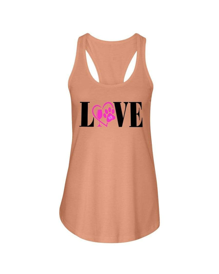 Shirts Light Orange / XS Winey Bitches Co "Love" Blk Letters Ladies Racerback Tank Top* WineyBitchesCo