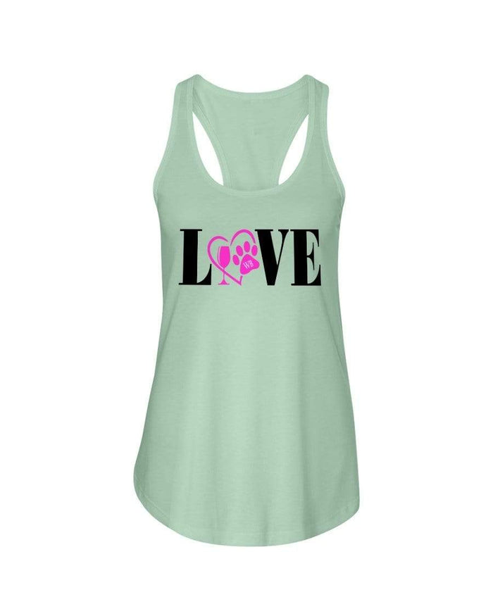 Shirts Mint / XS Winey Bitches Co "Love" Blk Letters Ladies Racerback Tank Top* WineyBitchesCo