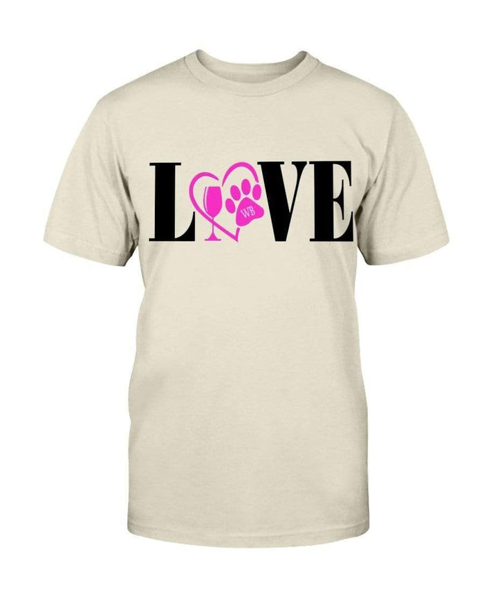Shirts Natural / S Winey Bitches Co "Love" Blk Letters Ultra Cotton T-Shirt WineyBitchesCo