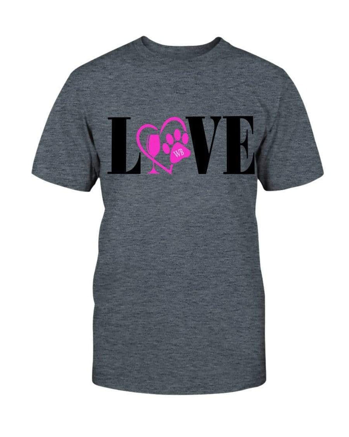 Shirts Dark Heather / S Winey Bitches Co "Love" Blk Letters Ultra Cotton T-Shirt WineyBitchesCo