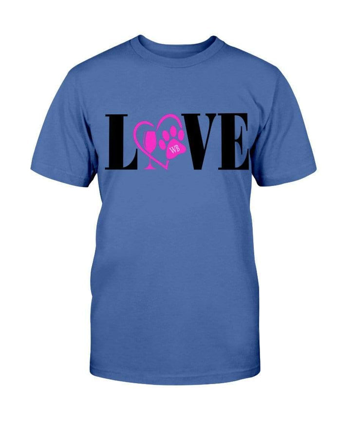Shirts Metro Blue / S Winey Bitches Co "Love" Blk Letters Ultra Cotton T-Shirt WineyBitchesCo