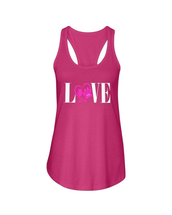 Shirts Hot Pink / XS Winey Bitches Co "Love" Wht Letters Ladies Racerback Tank WineyBitchesCo