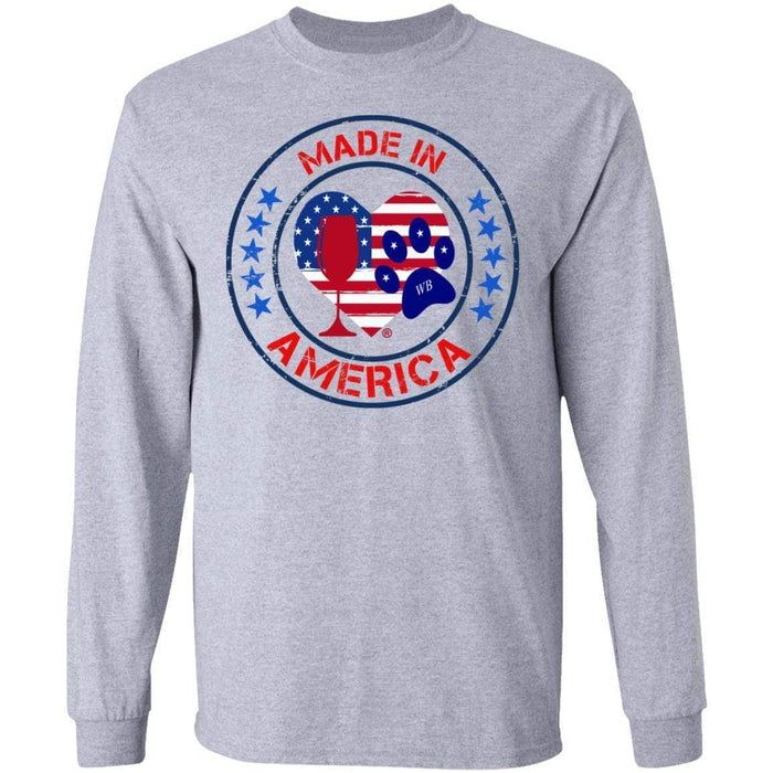 T-Shirts Sport Grey / S Winey Bitches Co "Made In America" LS Ultra Cotton T-Shirt WineyBitchesCo