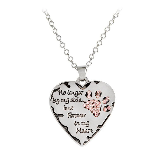 Winey Bitches Co Pet Necklace "no longer by my side, but forever in my heart" paw claw Shape Pendant Necklace WineyBitchesCo