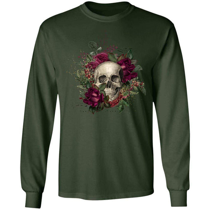 T-Shirts Forest Green / S Winey Bitches Co Skull Design #2 LS Ultra Cotton T-Shirt WineyBitchesCo
