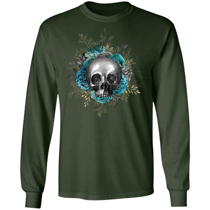 T-Shirts Forest Green / S Winey Bitches Co Skull Design #3 LS Ultra Cotton T-Shirt WineyBitchesCo