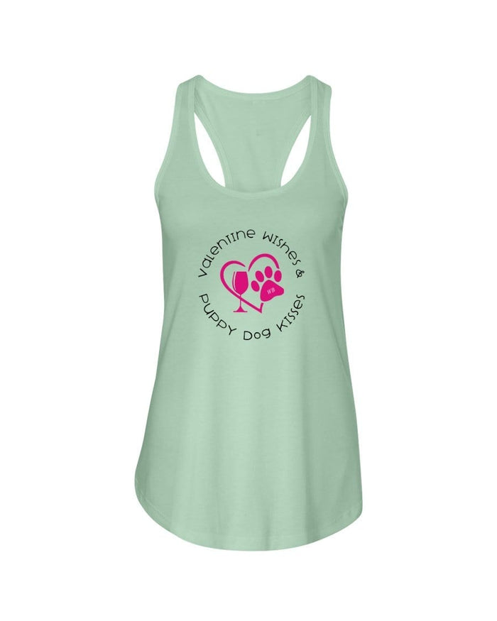 Shirts Mint / XS Winey Bitches Co "Valentine Wishes And Puppy Dog Kisses" (Heart) Ladies Racerback Tank Top* WineyBitchesCo