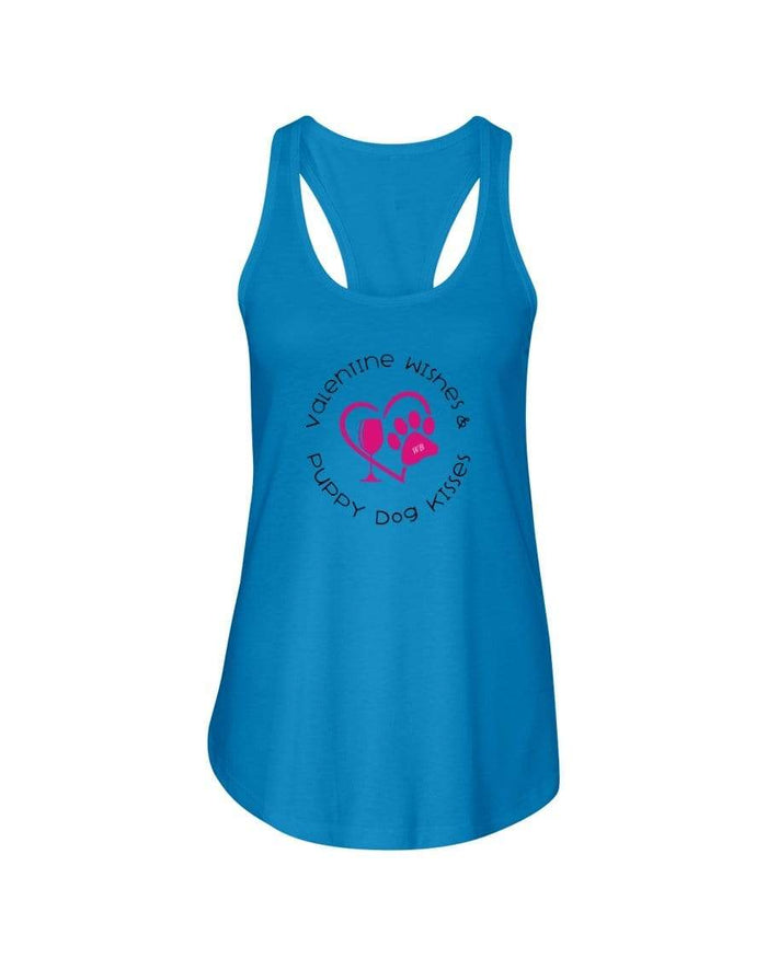 Shirts Turquoise / XS Winey Bitches Co "Valentine Wishes And Puppy Dog Kisses" (Heart) Ladies Racerback Tank Top* WineyBitchesCo