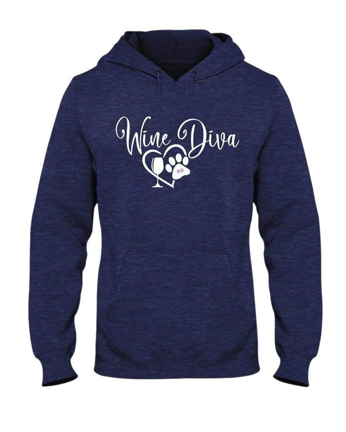 Sweatshirts Vintage Hth Navy / S Winey Bitches Co "Wine Diva 2" 50/50 Hoodie WineyBitchesCo
