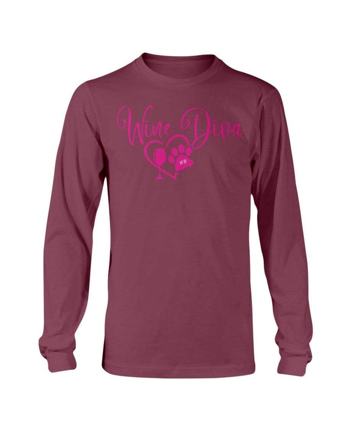 Shirts Maroon / S Winey Bitches Co "Wine Diva 2" Long Sleeve T-Shirt WineyBitchesCo