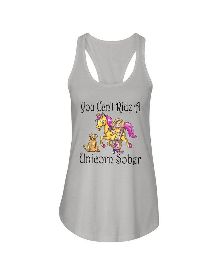 Shirts Silver / XS Winey Bitches Co"You Can't Ride A Unicorn Sober" Ladies Racerback Tank WineyBitchesCo