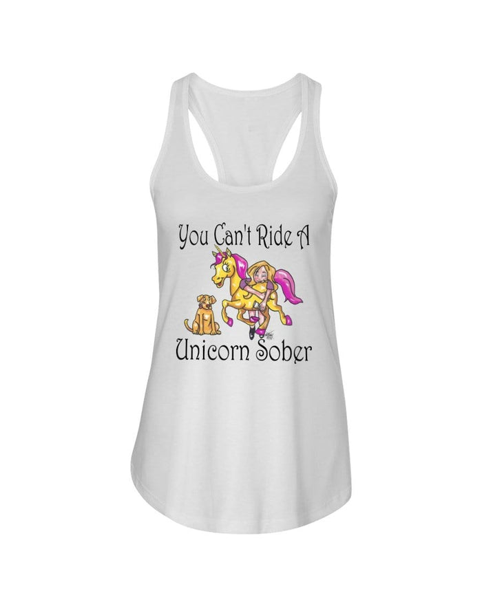 Shirts White / XS Winey Bitches Co"You Can't Ride A Unicorn Sober" Ladies Racerback Tank WineyBitchesCo