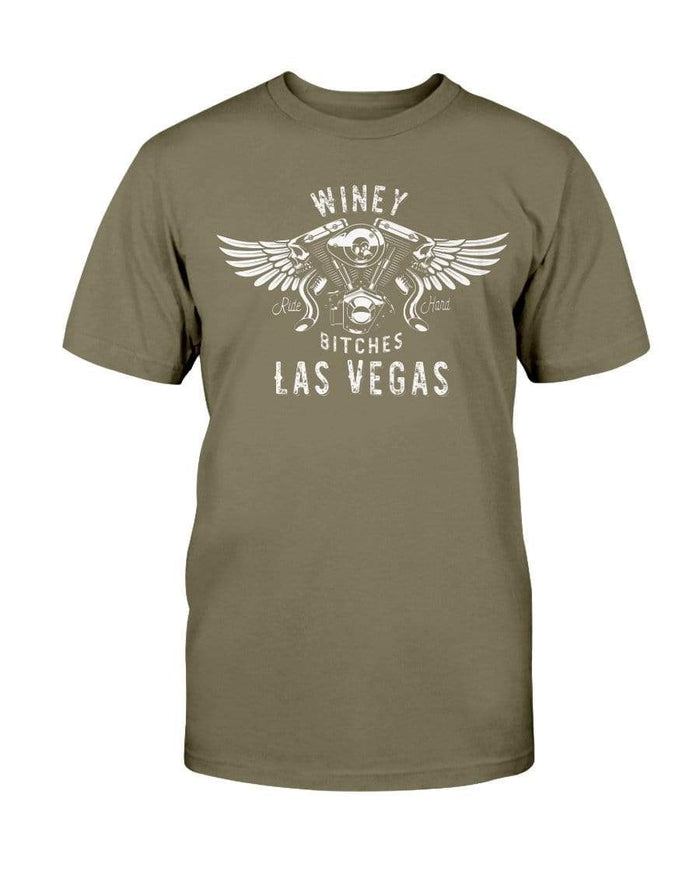 Shirts Olive / S Winey Bitches "Ride Hard Las Vegas" Ultra Cotton T-Shirt-Wht Lettering WineyBitchesCo