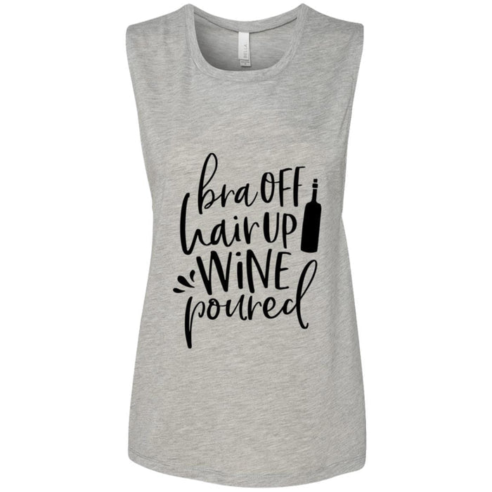 Tank Top Athletic Heather/ / S WineyBitches.Co Bra Off Hair Up Wine Poured Ladies' Flowy Muscle Tank WineyBitchesCo