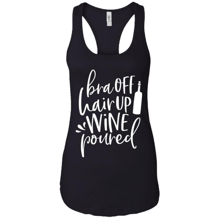 Tank Top Black / X-Small WineyBitches.Co Bra Off Hair Up Wine Poured Ladies Ideal Racerback Tank (Wht Lettering) WineyBitchesCo