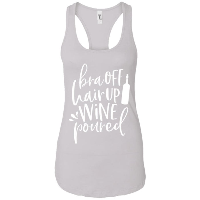 Tank Top White / X-Small WineyBitches.Co Bra Off Hair Up Wine Poured Ladies Ideal Racerback Tank (Wht Lettering) WineyBitchesCo