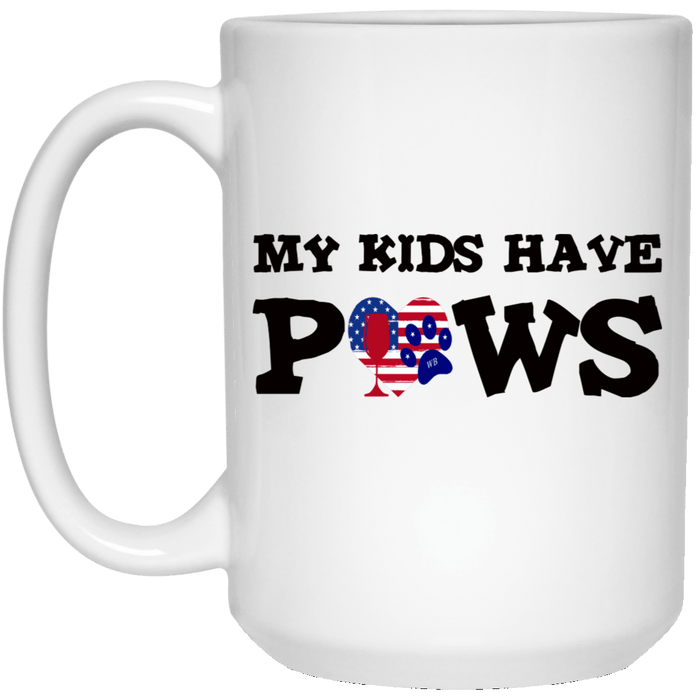 Drinkware White / One Size WineyBitches.Co My Kids Have Paws 15 oz. White Mug WineyBitchesCo