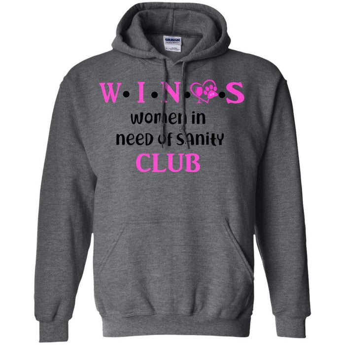 Sweatshirts Dark Heather / S WineyBitches.Co WINOS Club Pullover Hoodie 8 oz. (Pink Lettering) WineyBitchesCo
