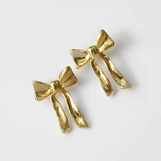 Wolf Circus Ruby Bow Studs in Gold