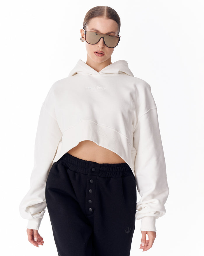 Women's Oversized Crop Hoodie White