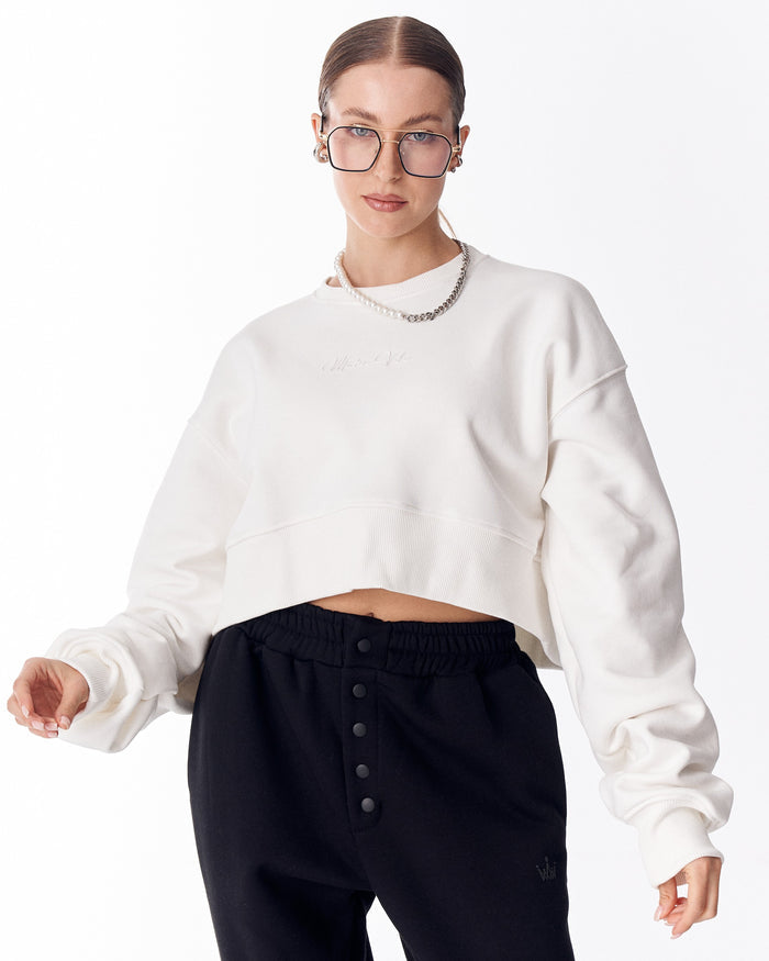 Women's Oversized Crop Sweatshirt White