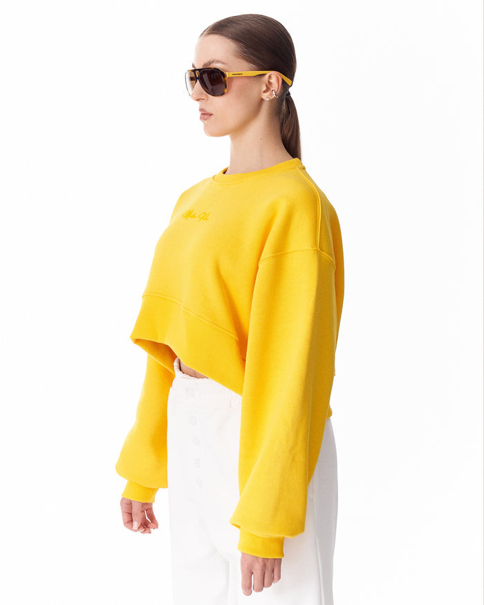 Women's Oversized Crop Sweatshirt Yellow (3)