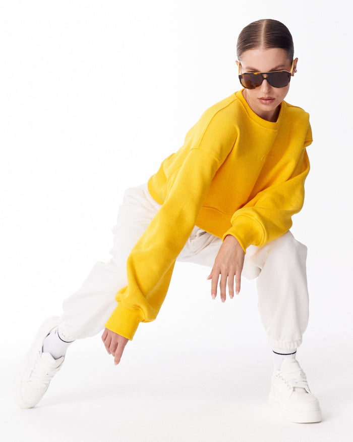 Women's Oversized Crop Sweatshirt Yellow (4)