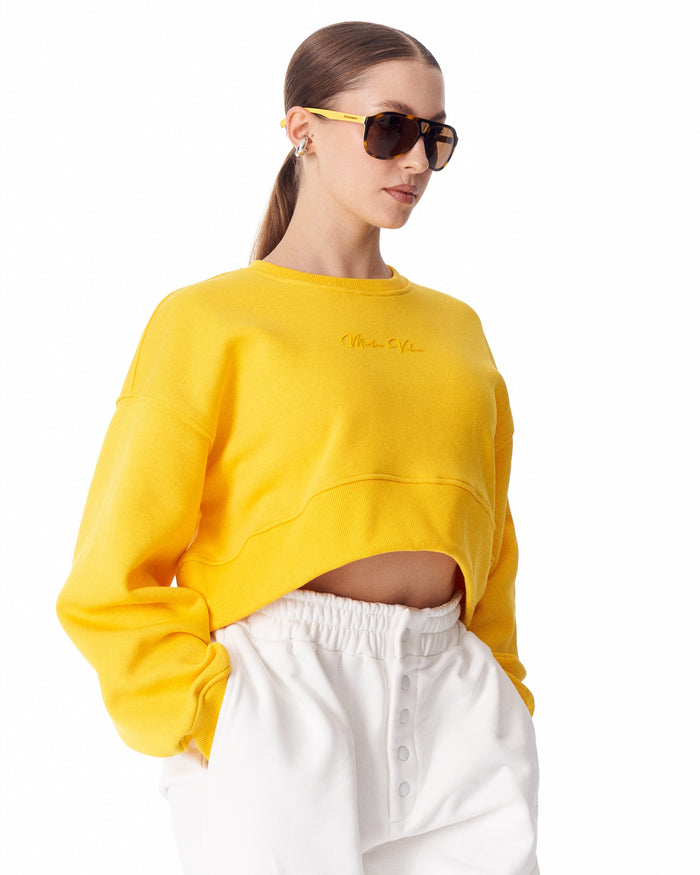 Women's Oversized Crop Sweatshirt Yellow (5)