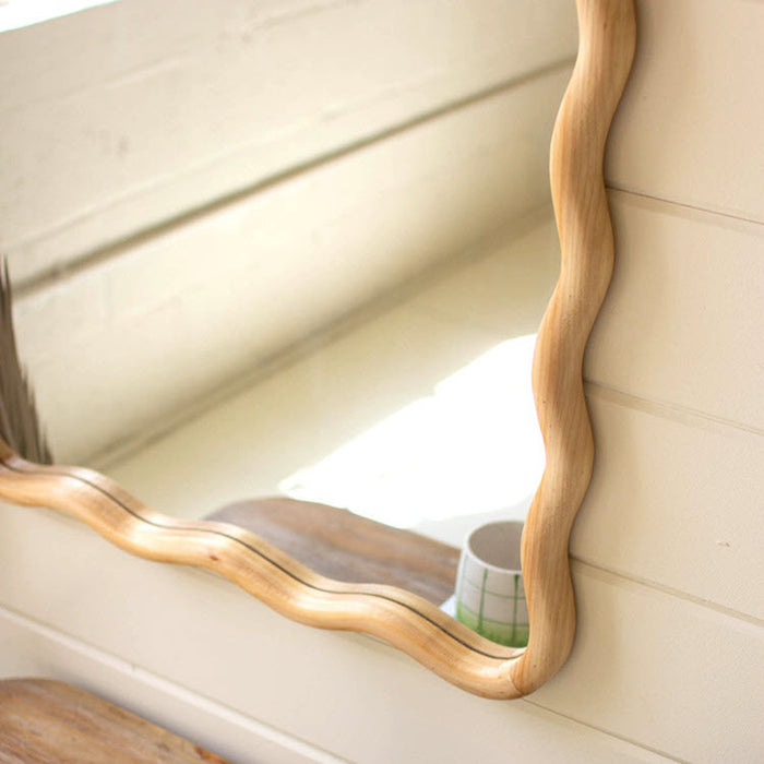 Wooden Squiggle Framed Mirror
